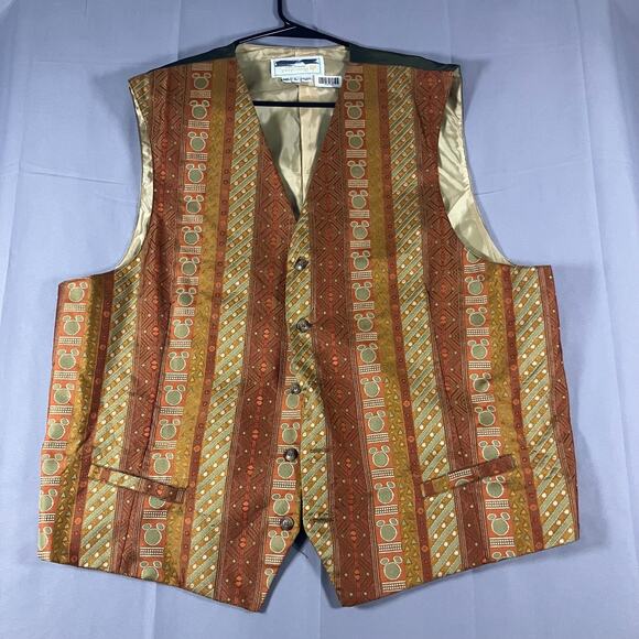 Disneyland Cast Member Costume Vest Men’s XL–XXL Hidden Mickey Pattern Anaheim - Picture 1 of 15